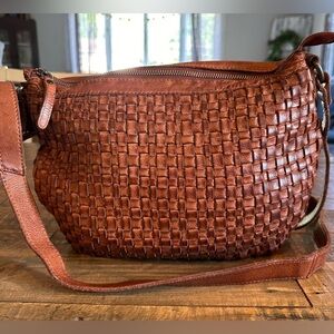 Vilenca Holland for Anthropologie Beautiful Brown Leather Woven Bag Crossbody